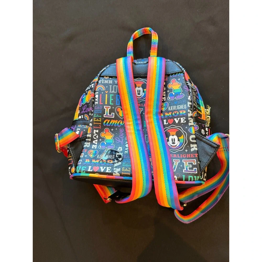 Disney Parks Loungefly Pride Mickey Mouse Love Rainbow Mini Backpack Black Bag
